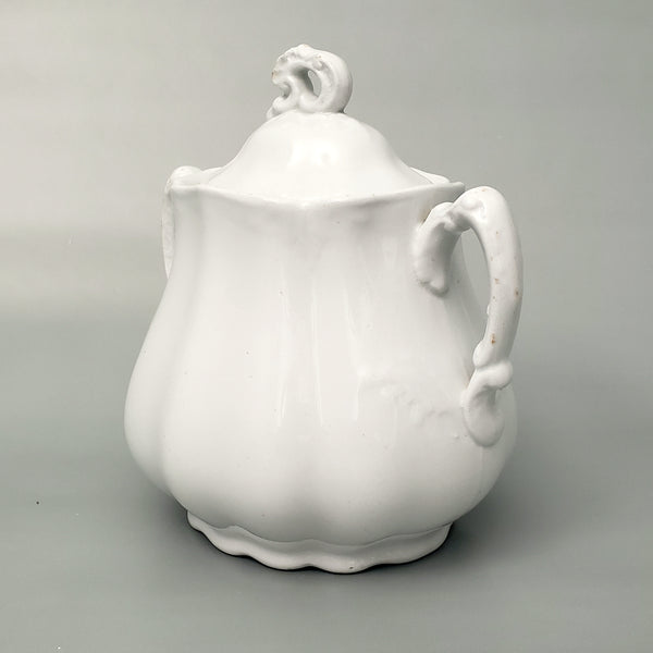 Antique White Ironstone Sugar Bowl with Lid by Johnson Brothers Staffordshire England