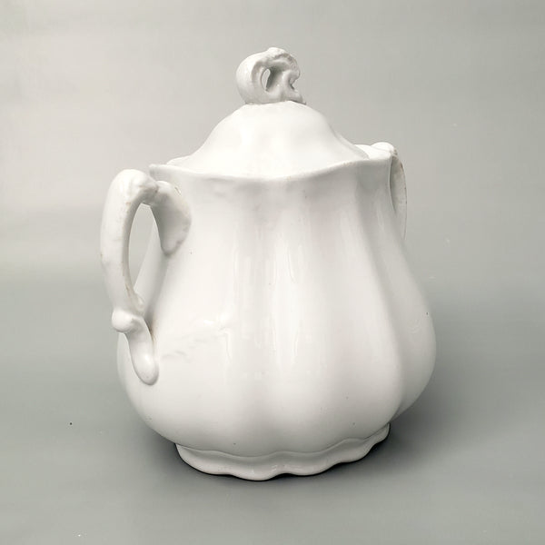 Antique White Ironstone Sugar Bowl with Lid by Johnson Brothers Staffordshire England