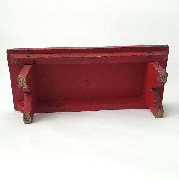 Old Handcrafted Red Wooden Farmhouse Foot Stool 17" L