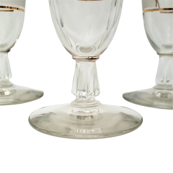 Mid Century Frosted Gold Leaf Pilsner Glass Set of 6