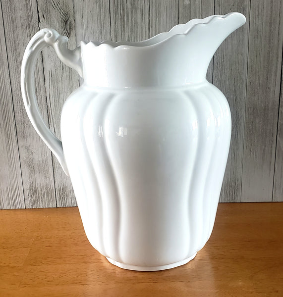 Large Antique White Ironstone Pitcher 11 1/2" by Johnson Brothers England