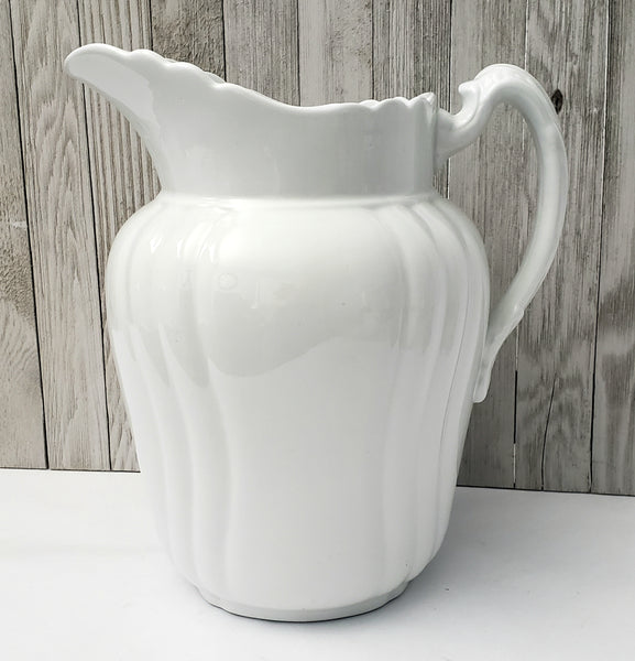 Large Antique White Ironstone Pitcher 11 1/2" by Johnson Brothers Englandby Johnson Brothers England