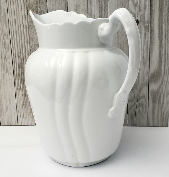 Large Antique White Ironstone Pitcher 11 1/2" by Johnson Brothers England