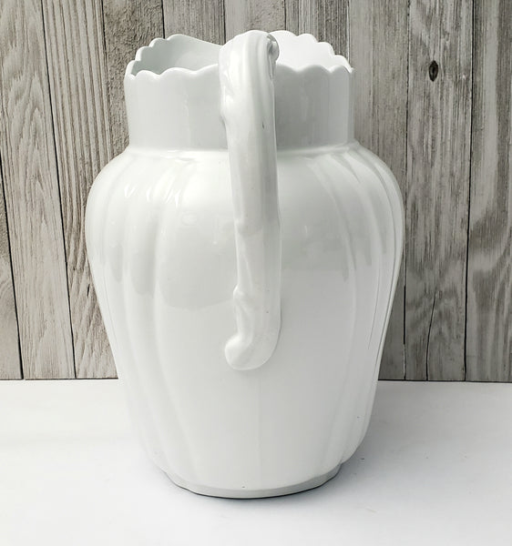 Large Antique White Ironstone Pitcher 11 1/2" by Johnson Brothers England