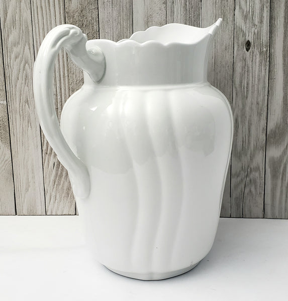 Large Antique White Ironstone Pitcher 11 1/2" by Johnson Brothers England