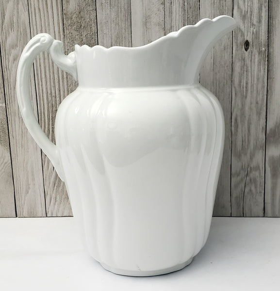 Large Antique White Ironstone Pitcher 11 1/2" by Johnson Brothers England