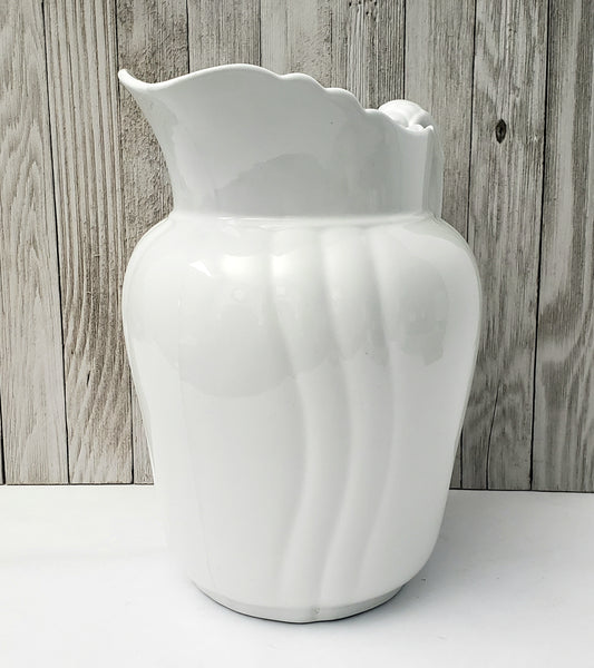 Large Antique White Ironstone Pitcher 11 1/2" by Johnson Brothers England