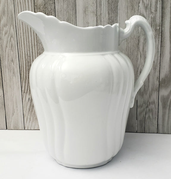 Large Antique White Ironstone Pitcher 11 1/2" by Johnson Brothers England