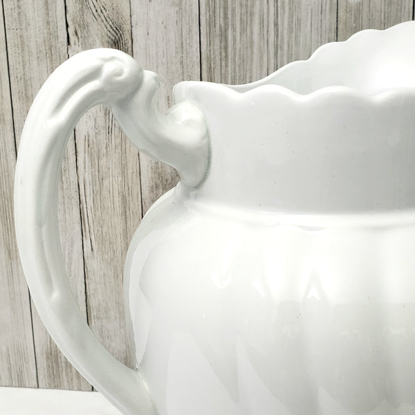 Large Antique White Ironstone Pitcher 11 1/2" by Johnson Brothers England