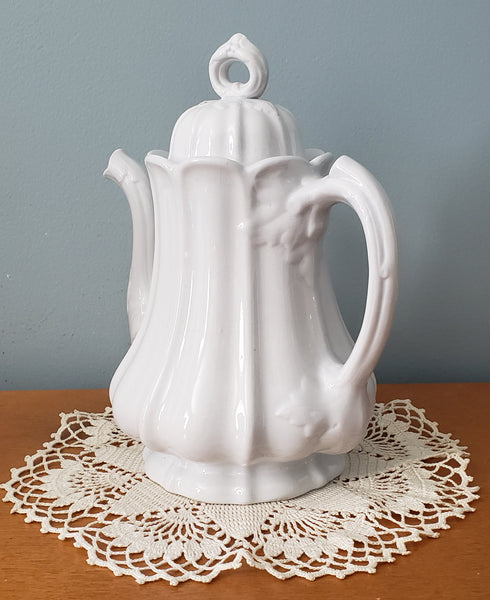 Antique White English Ironstone Teapot 10" by Edward Pearson England