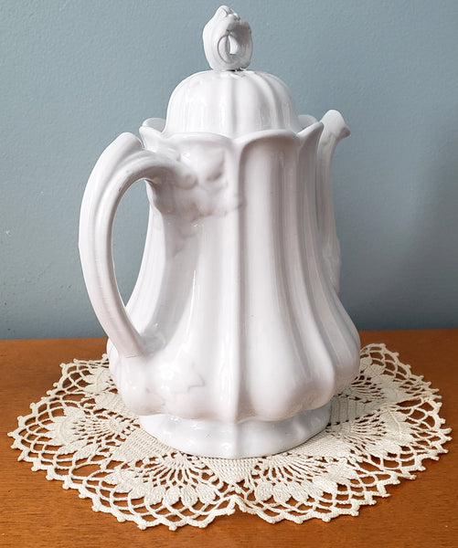 Antique White English Ironstone Teapot 10" by Edward Pearson England