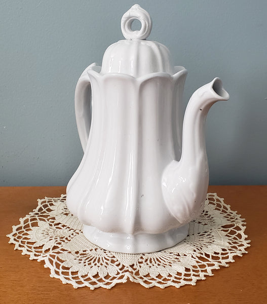 Antique White English Ironstone Teapot 10" by Edward Pearson England