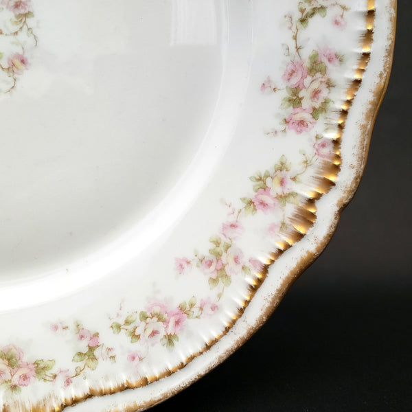 Antique Haviland Dinner Plates Schleiger 844 Set of 2 Roses Double Gold Limoges, France