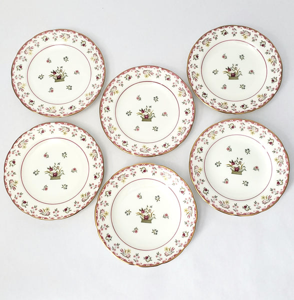 Wedgwood BIANCA Bone China Bread & Butter Plate Set of 6 Floral England Williamsburg Mark