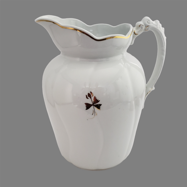 Antique White Tea Leaf Ironstone Pitcher 11 1/2" Chelsea Bishop & Stonier England