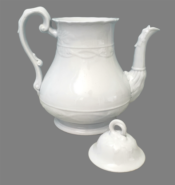 Antique White Ironstone Tea Pot 8 cups