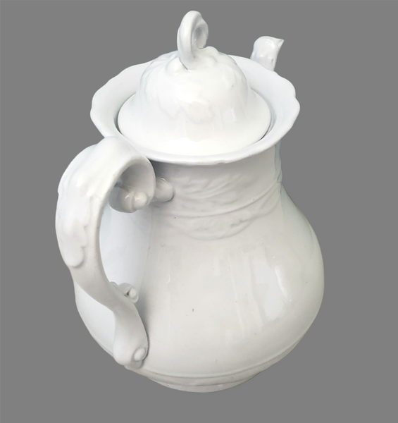 Antique White Ironstone Tea Pot 8 cups