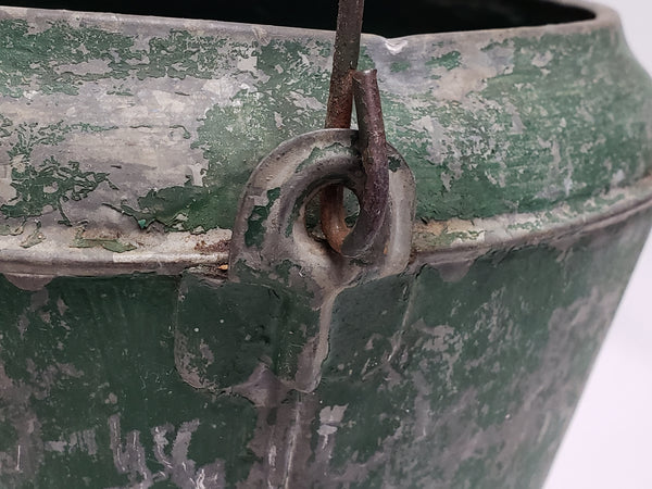 Farmhouse Metal Farm Bucket with Original Green Paint