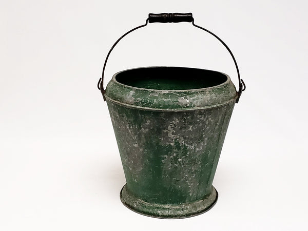 Farmhouse Metal Farm Bucket with Original Green Paint