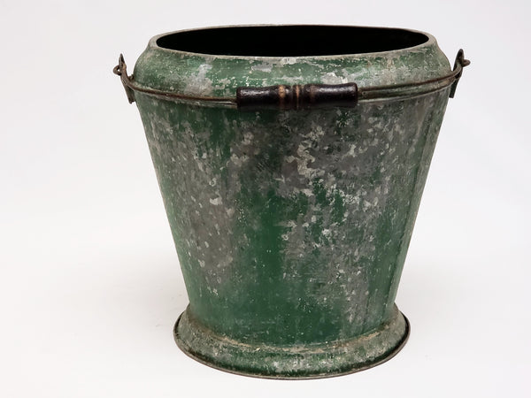 Farmhouse Metal Farm Bucket with Original Green Paint