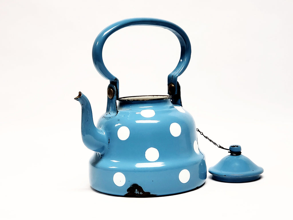 FixtureDisplays® Teapot Ceramic Electric Kettle Warm Plate, Blue Polka Dot  Decor, Gift, New,13582