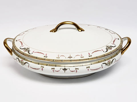 Noritake Oval Vegetable Serving Bowl with Lid - The Sahara Pattern