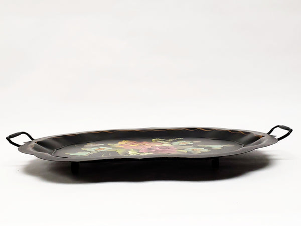 Mid Century Large Hand-Painted Floral Serving Tray by Fine Arts Studio Philadelphia, PA