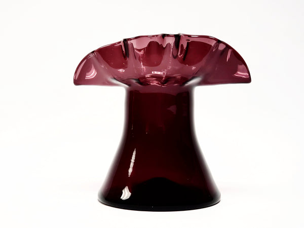 Amethyst Hand Blown Art Glass Vase With Ruffled Lip