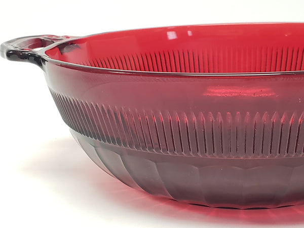 Royal Ruby Red 7 Piece Glass Berry Bowl Serving Set "Cornation" by Anchor Hocking c 1939-1940