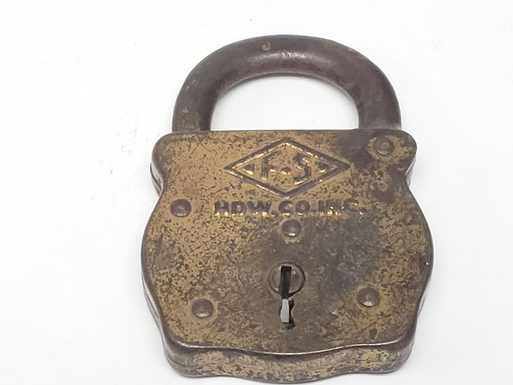 Vintage 1927 Brass Padlock w Chain Lock Bell Telephone of NJ 3.5” - NO KEY