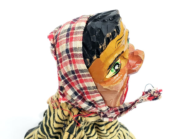 Vintage Carved Wooden "Angry Peasant Woman" Hand Puppet - Germany