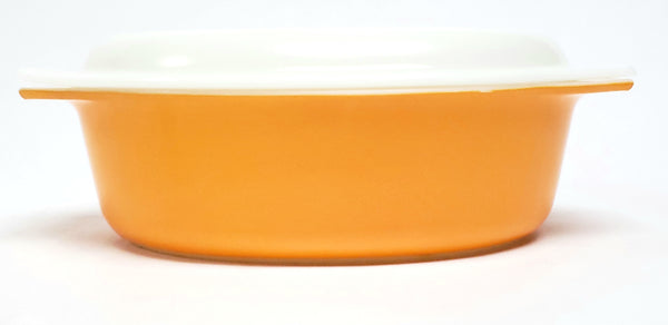 Pyrex "Seville" Opal-Ware 2 1/2 Qt. Casserole Dish # 045 Tangerine-Orange with Pink