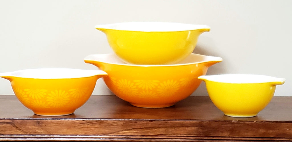 Orange Carnival Glass Nesting Bowls, Mixing Bowls, Batter Bowls