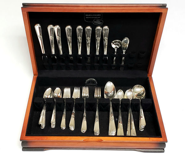 Holmes & Edwards, IS Silverplate, Sterling Inlaid Flatware Set w/ Chest, Service for 8