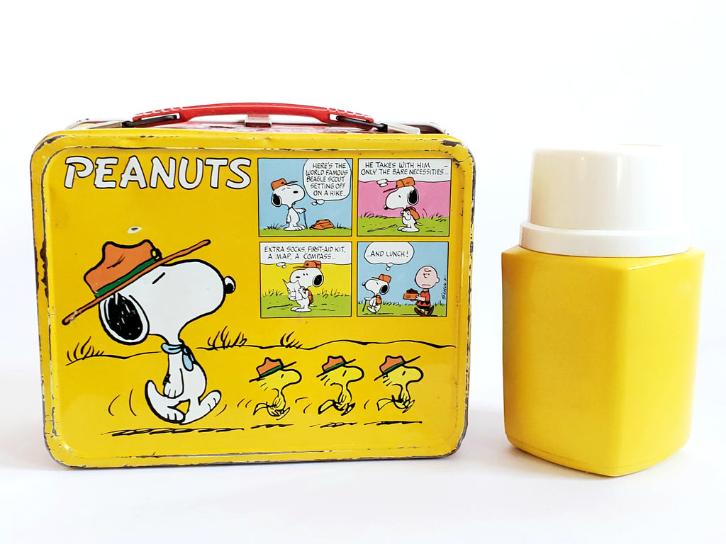 Vintage 1968 Go To School Have Lunch with Snoopy Peanuts Lunch Box with  Thermos