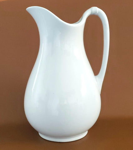 Antique Large 12 inch White English Ironstone Pitcher J & G Meakin Early Mark c. 1851-1890