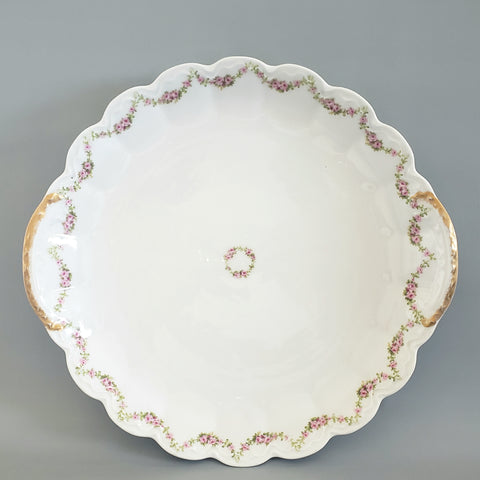 Antique Theodore Haviland Limoges France Porcelain Serving Platter Dish Pink Rose Swag