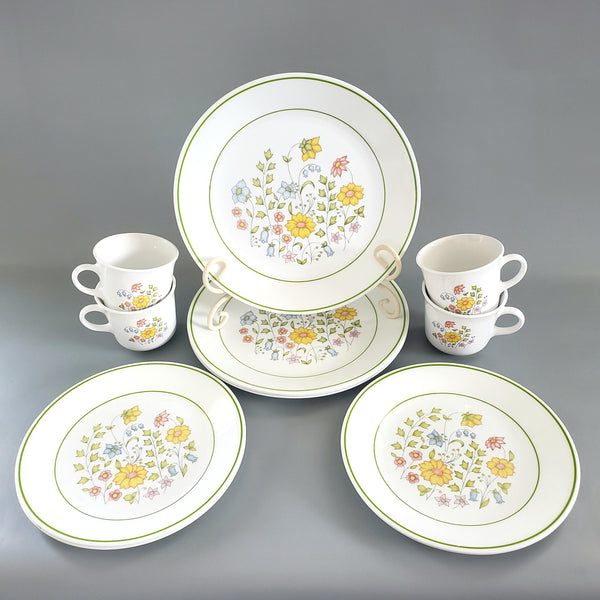 Vintage Corelle 12 Piece Dinnerware Meadow Service for 4 by Corning c. 1976-1986