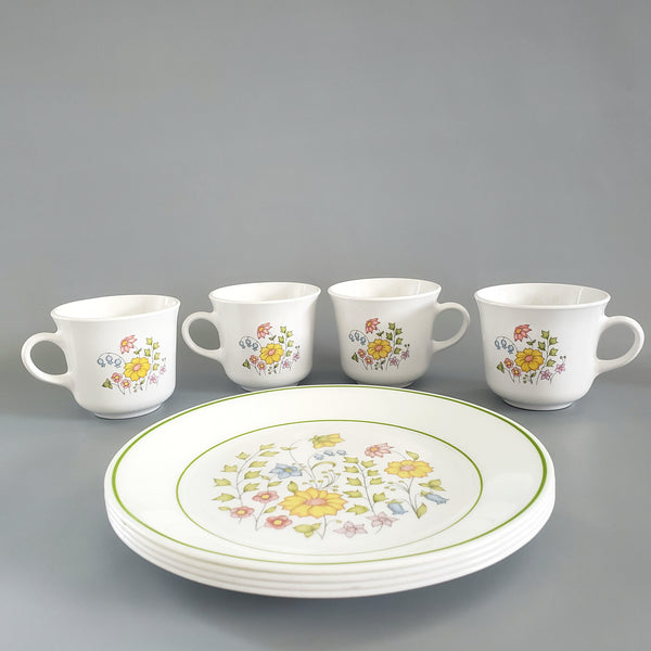 Vintage Corelle 12 Piece Dinnerware Meadow Service for 4 by Corning c. 1976-1986