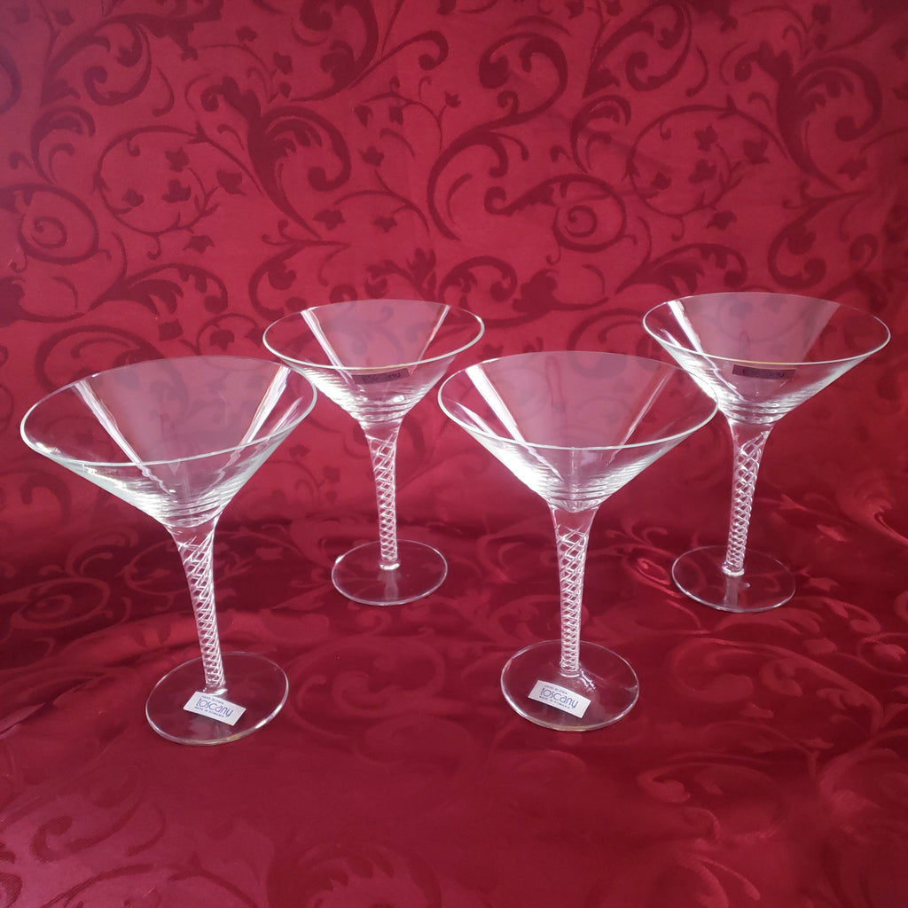 4 Hand Painted Crystal Large Martini Glasses Royal Danube Romania