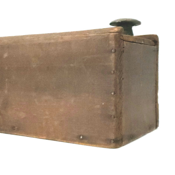 Antique Wooden Slide Top Lid Candle Box, Storage Box, Dark Brown