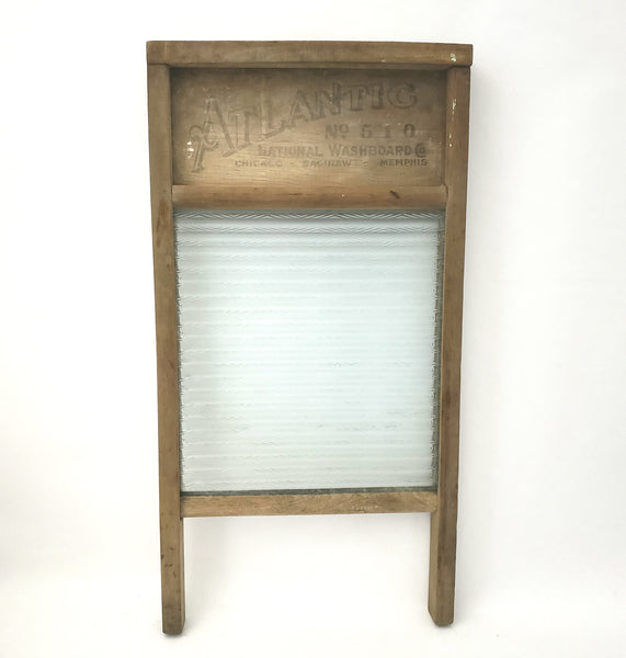 Vintage Wood and Glass Laundry Washboard by National Washboard Co. No. 510