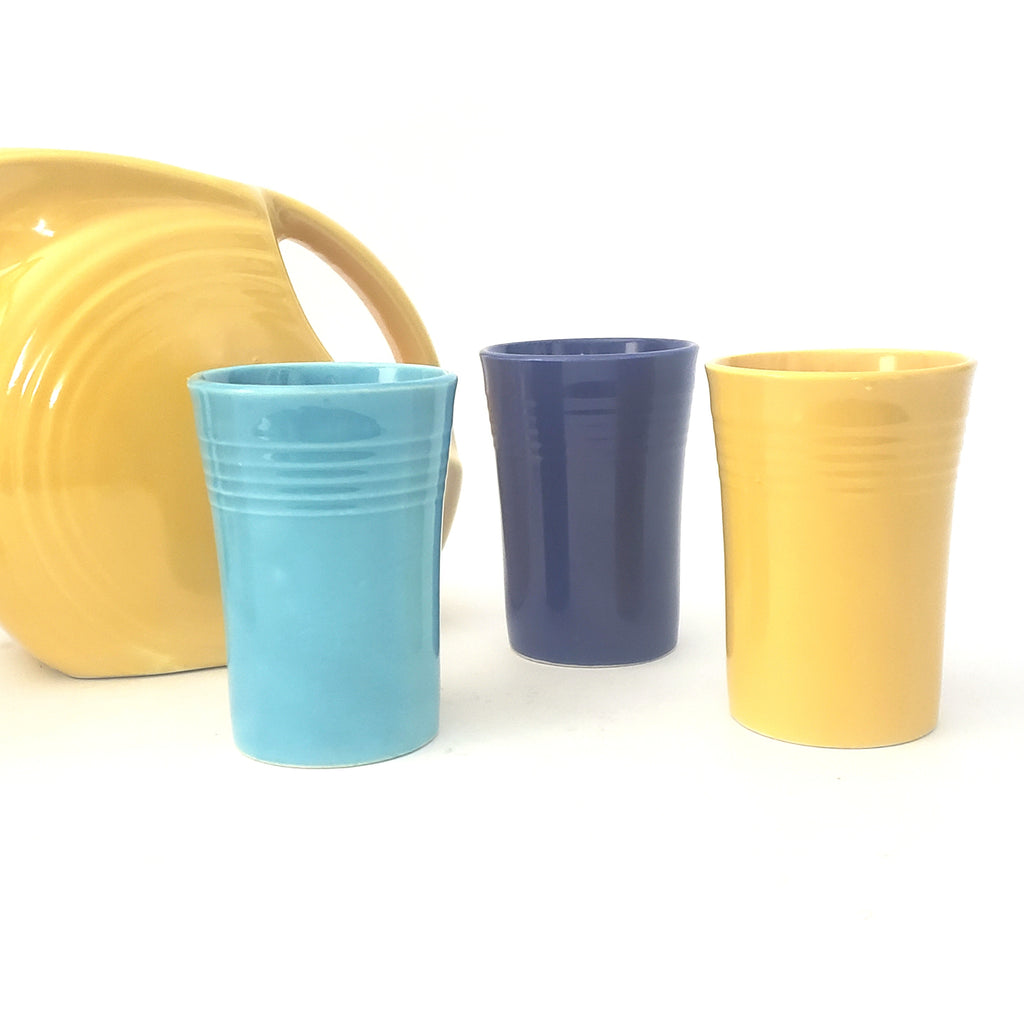FUN! Set of 8 vintage 'Libby' Fiestaware drinking glasses (4 goblets/4  tumblers). $165/set. #fiestaware #vintage #vintagefiestaware…