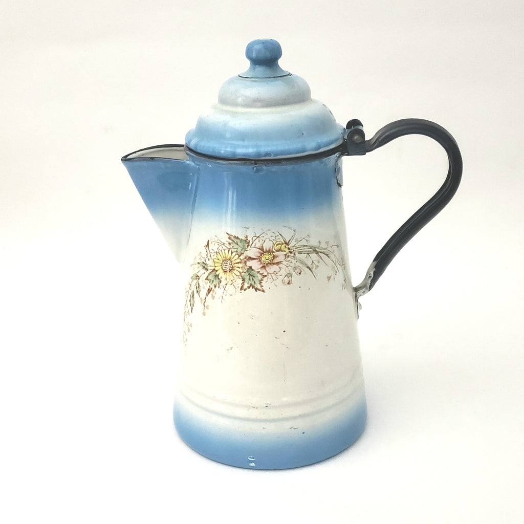 STP-Goods Enameled Aluminum Coffee Pot With Handle Poppies Pot